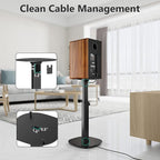 WALI Universal Speaker Stands, 23 Inch Surround Sound Speaker Stands for Satellite & Bookshelf Speakers Up to 22lbs, Height Adjustable with Built-in Cable Management, 1 Pair (SFS001), Black