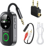 PinPure Bluetooth 5.4 Transmitter Receiver for 2 AirPods/Headphones, 2-in-1 Wireless Adapter with Microphone, Audio Adapter with 3.5mm Audio Jack, Suitable for Airplane, Car, TV, PC, Home Stereo