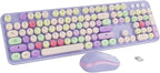 Wireless Typewriter Keyboard and Mouse - Wireless Keyboard with Silent Mouse, Cute Retro Keyboard Mouse Combo, 2.4G USB Computer Keyboard and Mouse for Windows Laptop/Desktop/PC(Purple)