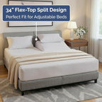Split Head King Sheets Set - Top Split King Sheets for Adjustable Beds, Easy-Fit Split Head King Mattress - Flex Split Top King Sheets, Easy-Fit, Breathable, Deep Pocket Split King Sheets - Light Grey