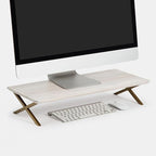 Anji Mountain Monitor Stand - Desktop Organizer & Laptop Riser, Ergonomic Monitor Riser, Space-Saving Monitor Stand for Desk, Durable Construction, Easy Assembly, Ideal for Home & Office,White Wash