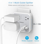 Multi Plug Outlet Splitter, TESSAN Widely Spaced Outlet Extender with 4 AC, Wall Plug Expander Surge Protector for Home, Office, Dorm Essentials