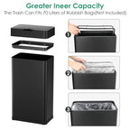 Arlopu Automatic Trash Can,Sensor Motion Stainless Steel Garbage Bin, Touchless Smart Waste Bin, W/Stay-Open, Soft Close Lid, Display Light for Kithchen, Living Room, Office (Black, 18.5gal)