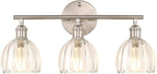 Shenmoyl Bathroom Light Fixtures, 3-Light Vanity Wall Light Over Mirror with Clear Tulip Glass Shade for Bedroom Living Room (Bulb Not Included), Satin Nickel