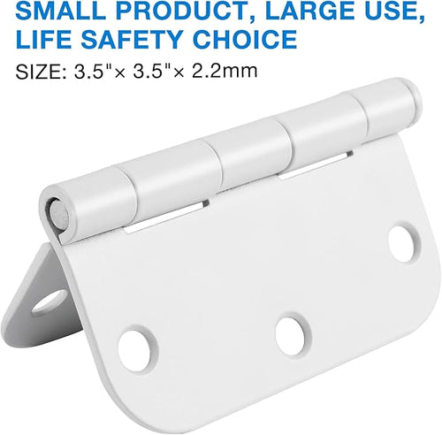 6 Pack 3.5 Inch Door Hinges White Matte Rounded 3 1/2 Inch Noise Free Iron Residential Standard Hinge for Interior Doors,House/Flat/Apartment/Dorm/Loft/Hut/Cottage-TCDHINGES Factory Hardware 3 ½"