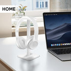 JIKIOU Headphone Stand Gaming Headset Holder Universal Aluminum Metal Headphones Holder Hanger with Aluminum Supporting Bar Flexible Headrest ABS Solid Base for All Headphone 2 Pack (White)