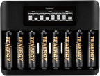 Tenergy 8 Count AA NiMH Premium Pro Rechargeable Batteries and TN480U 8-Bay LCD Display Fast Charger