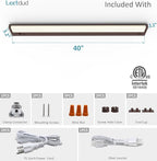Leetdud Under Cabinet Lighting Plug in or Hardwired Built-in Dimmer, 40 Inch 20W, 5CCT 2700/3000/3500/4000/5000K, Linkable Counter Lights for Kitchen, ETL Dimmable LED Light Fixture, Bronze