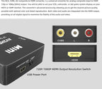 Kirzi AV to HDMI Converter, RCA to HDMI Converter, 1080P Mini RCA Composite CVBS Audio Video Converter Supports PAL/NTSC Compatible with PC/Laptop/Xbox /PS4 /TV/STB/VHS/VCR/Blue-Ray