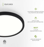 ASD LED 9" Round Flush Mount Ceiling Light Fixture, Low Profile Surface Lighting | 5CCT, Dimmable, Ultra-Thin, ETL Listed | 18W 1660LM 2700-6000K 120V | Kitchen, Bedroom, Hallway Lamp | Black