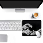 Black Wave of Kanagawa Square Mouse pad, Texture, Waterproof, Anti Slip Rubber Base, Computer Mouse pad, Laptop Mouse pad