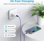 etguuds USB A to USB C Cable 4ft, 2-Pack, 3A Fast Charging Type C Charger Cord for iPhone 17 16 15 Pro Max 16e 17 Air, Samsung Galaxy S25 S24 S23 S22 S21 S20 A17 A16 A56 A55 Flip Fold, Purple