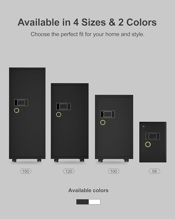 TIGERKING 11.5 Cu Ft Large Heavy Duty Home Security Safe – Digital Touchscreen Lock, Anti-Theft, Adjustable Shelves, Easy to Use, Jewelry & Valuables, Ideal for Home or Office (Black, Classic Style)
