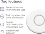 Emergency Alert & Movement Sensor Tags – Elderly Monitoring with Emergency Panic Button, Wearable Fall Detection for Seniors, Water-Resistant - Works with Nomo Care Kit -10-Year Battery Life - 4 Tags