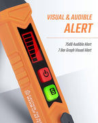 PT199 Natural Gas Leak Detector with Audible & Visual Alarm, Portable Gas Sniffer to Locate Combustible Sources Like Methane, Propane for Home(Includes Battery x2)-Orange