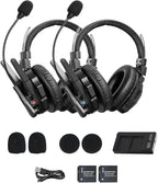 SYNCO XTALK XMax2 Wireless Intercom Headset System 2.4GHz 1640 feet 500 Meters Dual-Ear Team Communication Headset for Live Show Stage Performance Movie Shoot