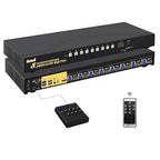 JideTech 8-Port HDMI KVM Switch 4K@60Hz with USB 3.0 Hub, Audio Support, Keyboard & Mouse Hotkey, Remote Control, Rack Mount 1U for Windows/Mac/Linux
