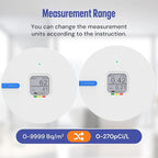 LifeBasis Radon Detector for Home, Portable E-Ink Display Radon Meter with Short & Long Term Monitoring of Radon Levels, Visual Alarm, Switchable Mesurement Unit Bq/m3 or pCi/L, Battery-Powered