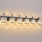 BBLLWJ Crystal Vanity Lights - Black, 6 Light Bathroom Vanity Light with Crystal Fixture, Modern Style for Bathroom Mirror