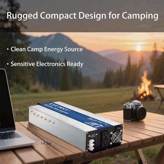 XYZ INVT 2500W Pure Sine Wave Inverter 48V to 120V AC, 5000W Peak Power, Power Converter for Solar System, Off-Grid Home, RV, Truck & Camping