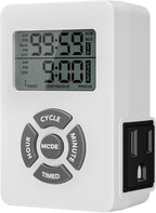 BN-LINK Digital Outlet Timer with Interval Repeat Cycle Indoor,24 Hour Programmable Outlet Timers for Electrical Outlet, Energy Saving 3 Prong Plug-in Outlet with Countdown On/Off,125V/15A/1875W