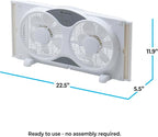 Comfort Zone Twin Window Fan with Remote Control, Removable Cover, Reversible, 9 inch, 3 Speed, 3 Function, Expandable, Exhaust, Airflow 8.40 ft/sec, Ideal for Home, Kitchen, Bedroom & Office, CZ310R