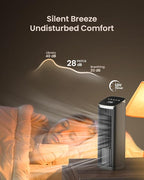 PNTCK Fan for Bedroom, 13" Tower Fan with Remote, 4 Modes 4 Speeds Max 24ft/s, 70° Oscillating Desk Fan, 12H Timer Portable Fans, Cooling Fans for Office, Home