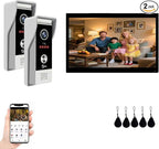 Video Doorbell Intercom System,10 Inches Touch Screen (Black) Video Doorbell Door Phone System,Support Remote Unlock, Dual-Way Intercom,Night Vision for Villa House Apartment (2-Camera + 1-Monitor)
