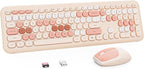 Nowlike Wireless Keyboard and Mouse Combo, Retro Typewriter Keyboard with Round Keycaps, Full-Size Ergonomic, Brown, Ideal for Windows PC, Home, Office, and College, Wireless Keyboard Mouse Combo