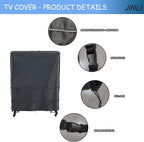 JINLI 60-65 inch outdoor TV trolley cover, courtyard TV cover, Oxford fabric waterproof and dustproof, triple windproof design, compatible with rolling/mobile stand
