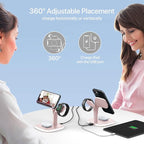 EXW Magnetic Charging Station, 5 in 1 Faster Mag-Safe Wireless Charger Stand for iPhone17/Air/16/15/14/13/12 Pro/Max/Mini/Plus, Apple Watch 10/9/8/7/6/SE/5/4/3/2 and Airpods 3/2/Pro/Pro 2 with LED