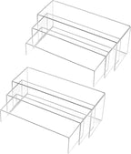 Chuangdi 2 Sets Acrylic Display Risers, Product Stand, Jewelry Display Riser Shelf Showcase Fixtures for Dessert Cupcake Candy Figure Treat Action Showcase (Clear,Extra Large Set)