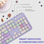 Wireless Typewriter Keyboard and Mouse - Wireless Keyboard with Silent Mouse, Cute Retro Keyboard Mouse Combo, 2.4G USB Computer Keyboard and Mouse for Windows Laptop/Desktop/PC(Purple)