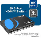 OREI HDMI Switch with Remote – 4K@120Hz 4:4:4 or 8K@60 4:2:0 HDMI Switcher – HDR10+, Dolby Vision, VRR, ALLM, CEC – HDMI Switch Perfect for PS5/Xbox, Blu-ray Players, Fire TV