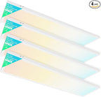 1x4 Led Flat Panel Light, 4-Pack Surface Mount Ceiling Light, 24W/30W/40W, 5200LM Smooth Triac Dimming(10-100%) 5CCT 3000K-6000K, LED Light Fixture for Kitchen Office Garage, White ETL Listed