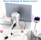 AiJoy Flat Plug Power Strip Tower 9 Outlets and 5 USB Ports (2 USB-C), 1200J Surge Protection, 6.5ft 1625W Extension Cord Charging Station for Home Office Supplies, Dorm Room Essentials