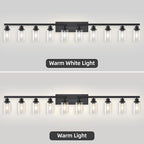 DIKAIDA 10 Light Bathroom Vanity Lights Over Mirror, 65.4inch Black Vanity Lights Fixtures Matte Black Modern Vanity Lights Black Bathroom Wall Lighting for Mirror Bedroom,Living Room