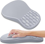 YIWEI Ergonomic Mouse Pad with Wrist Rest - Comfortable Office Mousepad with Memory Foam Wrist Support for Carpal Tunnel Relief, Mouse Pads with Non-Slip Base for Gaming and Home (Light Gray)
