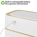 Pukomc 2.3 Gallon / 9L Automatic Adsorption Sensor Trash Can, White Gold Motion Sensor Garbage Bin with Suction, Slim Fashionable Design for Kitchen, Bathroom, Office & Small Space