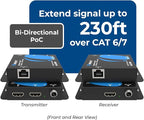 OREI 4K HDMI Extender Balun UltraHD 4K @ 60Hz 4:4:4 Over Single CAT6/7 Cable with HDR & IR Control-Ethernet Up to 165 ft- Power Over Cable (UHD-IPC165-K)