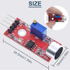 DAOKAI 5PCS High Sensitivity Microphone Sensor Module Two Channels Sound Detection Control Switch Module PIC AVR(Red) DC5V for Arduino, with Dupont Wire