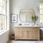ANDY STAR 30"x40" Brushed Gold Bathroom Mirror, Large Rectangle Scalloped Mirror, Antique Brass Mirror in Rust-Proof Stainless Steel 1" Frame, Unique Wavy Design, Ideal for Home Remodel