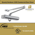 Dynasty Door Closer Adjustable Spring Size 3-6 Hydraulic Automatic Door Closer Series 1636 (Aluminum)