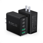 [2-Pack] USB C Wall Charger, 60W Type C Charger Block 5-Port Fast Charging Blocks,3USB C+2USB A Multiport Plug,PD Power Adapter Brick Cube for iPhone 17/16/15/14/13/Pro,iPad,Samsung,for Switch（Black）