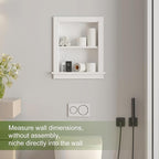 Recessed Medicine Cabinet for Bathroom Niche for Shower Wall for Bedroom,14x18 in Wall Shower Niches,Medicine Cabinet with Storage,Bathroom Wall Niche Insert for Drywall,MDF,Fully Assembled