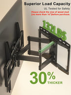 USX Mount Full Motion TV Wall Mount for 42-86 inch, TV Mount Swivel and Tilt,Wall Mount Bracket with Dual Articulating Arms Up to 132lbs, VESA 600x400mm, Max 16" Wood Studs, UL Listed XML019