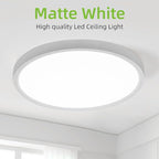 hykolity 2 Pack 12 Inch Selectable CCT LED Round Flat Panel Light, 24W 3000K/4000K/5000K, Edge-Lit Flush Mount Ceiling Light Fixture for Kitchen, Bedroom, Laundry and Closet Room，White