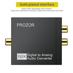PROZOR 192KHz Digital to Analog Audio Converter, DAC Optical to Analog L/R RCA 3.5mm Converter, Digital SPDIF Toslink Optical to 3.5mm Jack Adapter for PS3 HD DVD PS4 Amp Apple TV Home Cinema