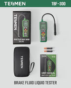 TESMEN TBF-300 Brake Fluid Tester with 8.5-Inch Corrosion Resistance Gooseneck Probe, Testing for DOT3, DOT4, DOT5.1, Brake Fluid Tester Pen with Light, Data Hold, Backlight Alarm for Auto Care-Green