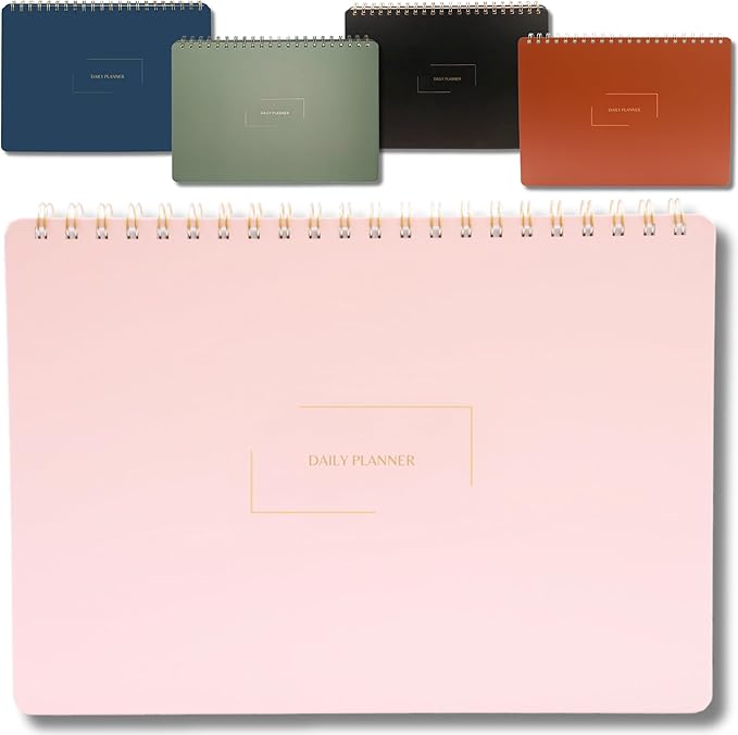 Undated Weekly Planner | 8.25” x 11.75” Work To-Do Notebook | ADHD Academic Organizer | Multi-Layout | Men and Women Planner | College Supplies | Pink | Landscape Layout